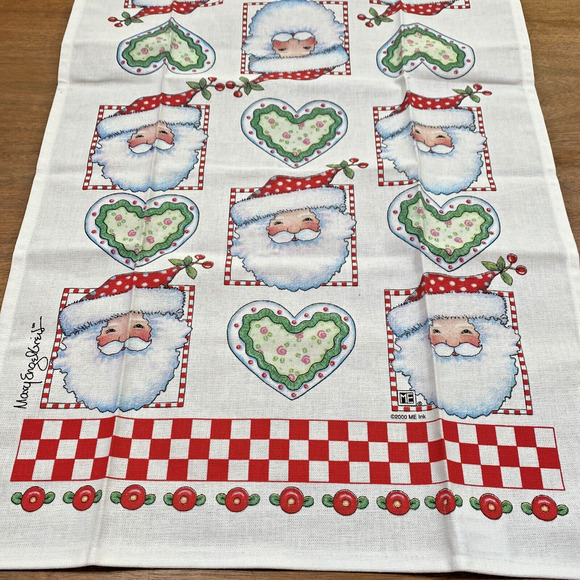 NWOT Mary Engelbreit Christmas Santa Tea Kitchen Towel 100% Cotton Made in USA - Picture 5 of 7